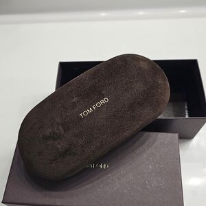 Tom Ford Dark Brown Suede Sunglasses Case with Gold Logo